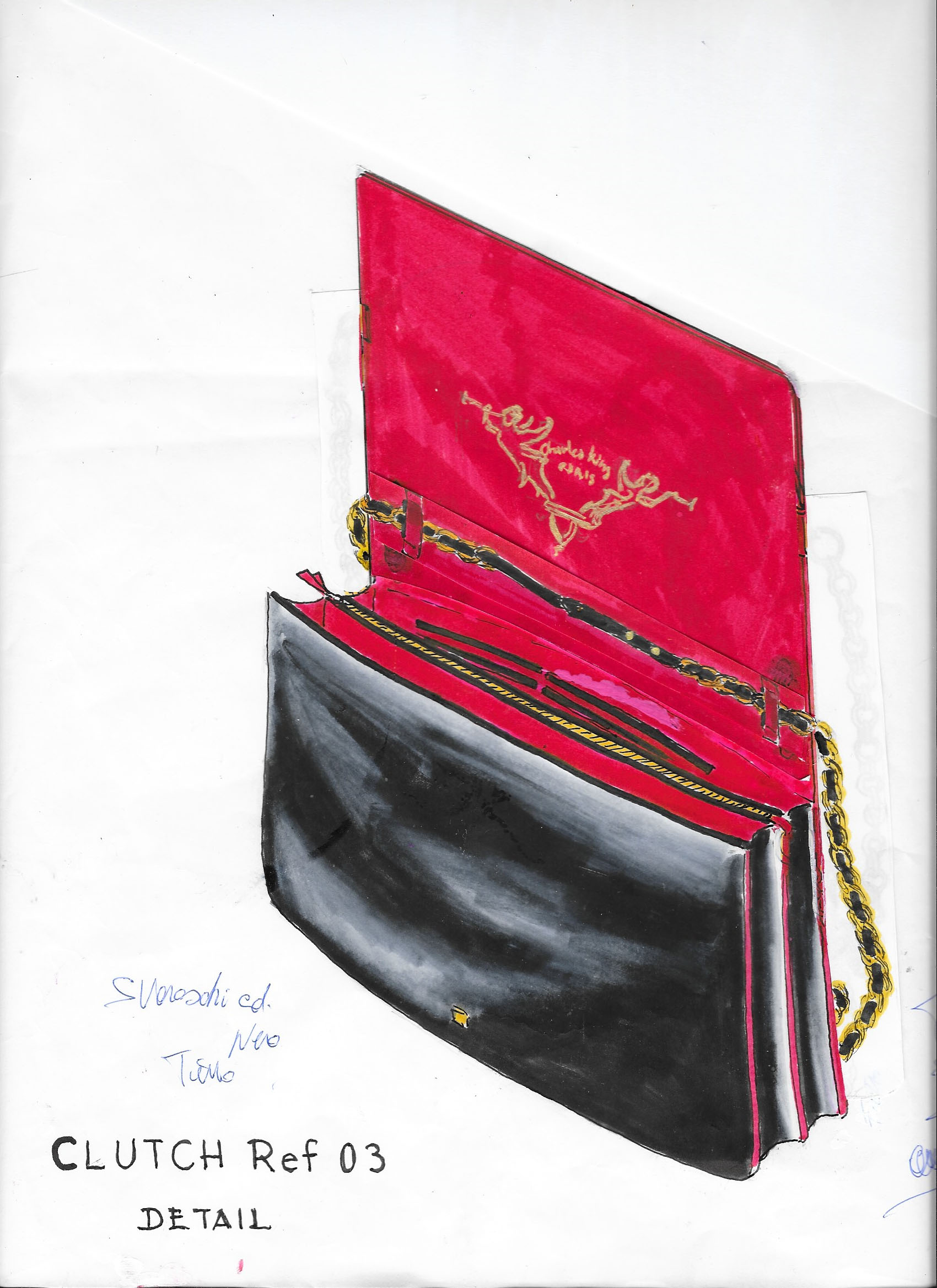 Original interior design drawing of The Clutch Bijou